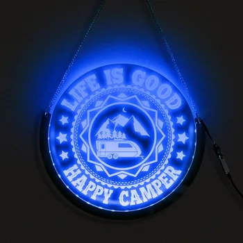 Viața Este Bună CONDUS Agățat Semn de Neon Fericit Cu Rulota Decorative de Perete Lampă de Iluminare RGB cu Telecomanda Camping Cadou Pentru Călător