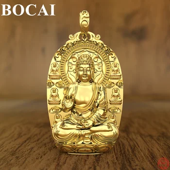 BOCAI S999 Sterling Silver Charm Pandantiv 2021 Nou Popular Guardian Dumnezeu Zodiac Pura Argentum Statuie a lui Buddha Amuleta pentru Barbati Femei