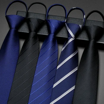 De înaltă Calitate, Bleumarin cu Dungi cu Fermoar Cravata Pentru Barbati Brand Nou de Afaceri de Moda Rochie Costum 7CM Cravata de Nunta Lucra Cu Cutie de Cadou