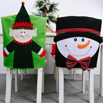 1buc Crăciun Huse Decor Reutilizabile Crăciun Huse pentru scaune pentru Sala de Mese cu om de Zăpadă și Moș Crăciun Decoratiuni
