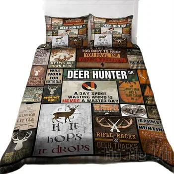 Deer Hunter Animal Iubitorii De Natura Epocă Carpetă Acopere, Prin Ho-Mi Lili Set De Lenjerie De Pat De Familie Ziua De Naștere Idee De Cadou Home Decor Cameră