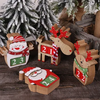 Crăciun advent calendar din lemn pictat bătrân om de zăpadă de interior decoratiuni de masă pentru 2020 de Anul Nou cadouri pentru copii