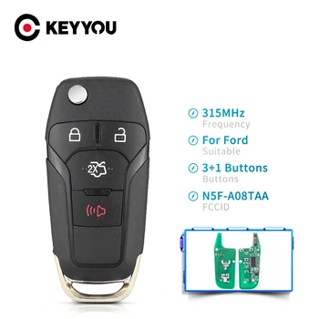 KEYYOU N5F-A08TAA Flip de la Distanță Cheie de Intrare fără cheie Fob 315MHz ID49 PCF7935p Chip Hitag Pro HU101 Lama Pentru Ford Fusion 2013-2015