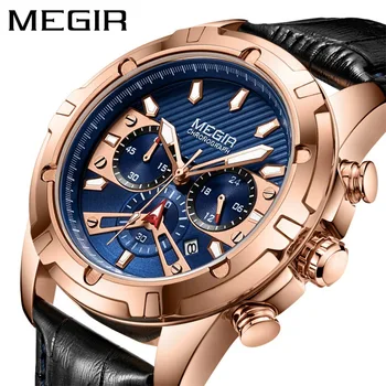 MEGIR Bărbați Cuarț Ceas de Lux de Top Afaceri Ceasuri Bărbați Impermeabil Albastru Cronograf Ceas Casual pentru Barbati Relogio Masculino