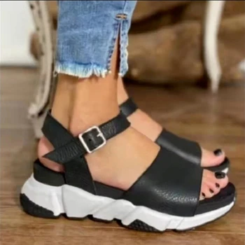 2022 Noua Moda Glezna Curea Sandale Platforma Casual Confort Wedge Sandale de Vara pentru Femei Pantofi de Plajă, Sandale cu Platforma