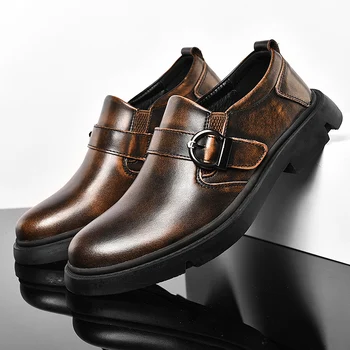 Oxford Mens Pantofi Rochie de Afaceri de Moda Pantofi din Piele Minimalist Pantofi pentru Bărbați Pantofi de Lucru Slip-on Rotund Toe Pantofi de Toamnă de Primăvară