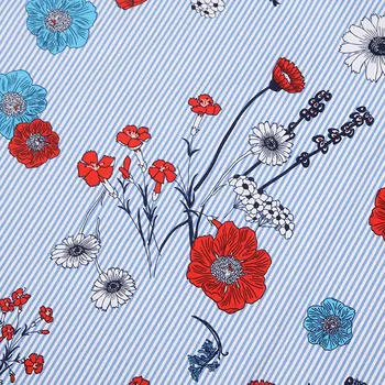 100%bumbac satinat stretch banda de flori imprimate tesatura de cusut pentru femei de îmbrăcăminte, tapițerie țesut rochie de mireasa de 140 cm lățime