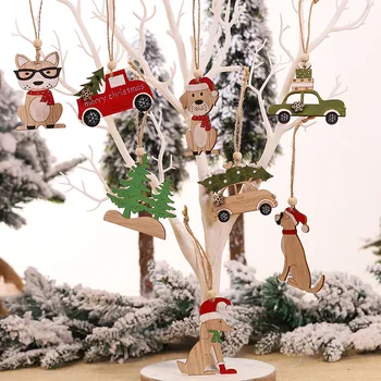 Masina din lemn de Crăciun Pandantive Xmas Copac Agățat Ornamente DIY Artizanat din Lemn Decor pentru Acasă Petrecerea de Crăciun de Anul Nou Decoratiuni