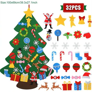 Copii DIY Simțit Pomul de Crăciun Decor de Crăciun Pentru Acasă 2023 Anul Nou, Cadouri, Ornamente de Crăciun, Moș Crăciun, Pom de Crăciun