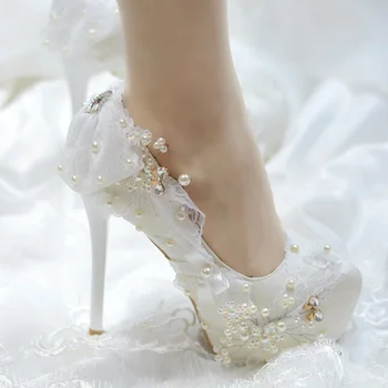 Custom-made de mireasa din dantela rochie de printesa pantofi de 18 ani adult cadou cristal pantofi stiletto de sex feminin de mari dimensiuni superficial gura de pantofi