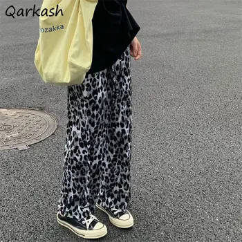 Leopard Pantaloni Femei Vrac de Proiectare Harajuku Moda Streetwear Talie Mare Vânzare la Cald All-meci Populare Pantaloni de Colegiu de sex Feminin Ins