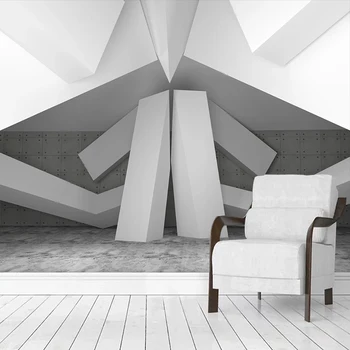3D Industriale Gri Arhitectural Geometrie Model de Tapet Pentru Camera de zi Dormitor Fundal Foto de Perete Murală Papel De Parede