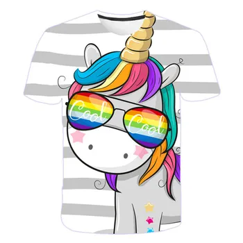 4-14 Ani Haine Copii Unicorn 3D T-Shirt Fete Tricouri Copil de Imprimare Tricou Desene animate Tee Tricou Amuzant pentru Copii Haine Streetwear