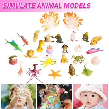 Noi 52pcs/set Simulare de Animale Ocean Model Durabil Animalele Subacvatice Creaturi Modele de Jucării Educative pentru Copii Jucarii