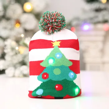 LED-uri de Crăciun Pălărie Tricotate Pom de Crăciun Fulg de nea Santa Moale Tudorache pentru Adulti, Copii Capac Navidad DecorationNew Anul 2023 Cadou