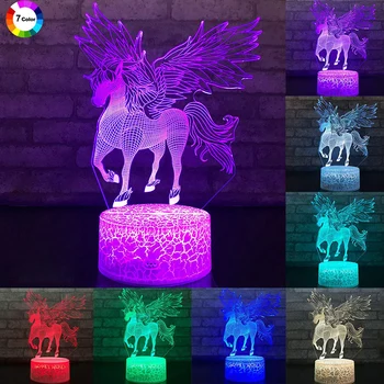 3W de la Distanță Sau de Control Tactil 3D Led Lumina de Noapte Unicorn în Formă de Masă Lampă de Birou Xmas Decor Acasă Cadouri Minunate Pentru Copii D23