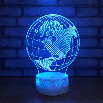 Noua Bază Alb Glob Usb 3D Lumina de Noapte Creative Iluzie 3d Lampa LED 7 Culori Schimbare USB Touch Birou Lampă de Masă Pentru Copil Cadou