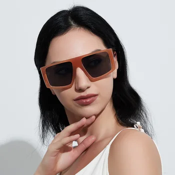 Trendy Supradimensionate Pătrat ochelari de Soare pentru Femei 2022 Rece Flat Top Decor Dreptunghi Verde Roșu Mare Cadru 90 de Oameni Shades Ochelari de Soare UV400
