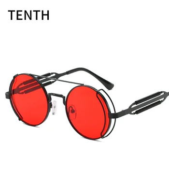 Retro Rotund Cerc Steampunk ochelari de Soare de sex Masculin Aliaj Metalic pentru Femei Barbati pline de culoare din Oțel Inoxidabil Stil Sci-fi UV400 Ochelari de Soare