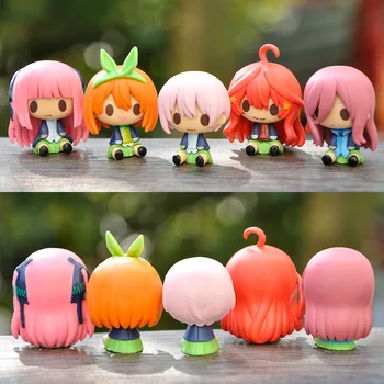 5Pcs/Set de Desene animate Anime Chintesența Quintuplets figurina Jucarie Nakano Nino PVC Versiune Q Modelul de Copii Cadou de Crăciun
