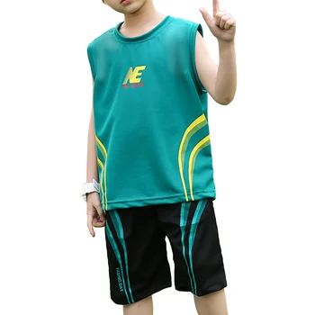 2021 Copii Băieți Tinuta Sport Net de Vară de Baschet Costum cu Vestă fără Mâneci și pantaloni Scurți Set Tricou de Baschet de Funcționare de Fotbal Uniforma