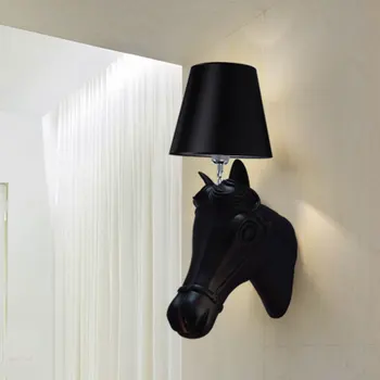 Vintage de perete de lumină artă decorativă Rășină Lampa Nordic cal negru lampa Scara Camera de zi Lumina Culoar, Coridor de Hotel loft lampă de perete
