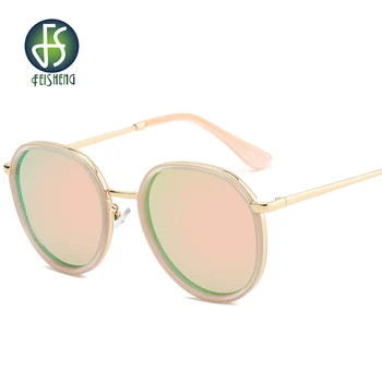 Elegante, ochelari de Soare Ochelari Pentru Femei Vintage Retro Clasic Oglindă 2018 Polarizate Rotund Cool Brand de Designer Cadru de Metal UV400