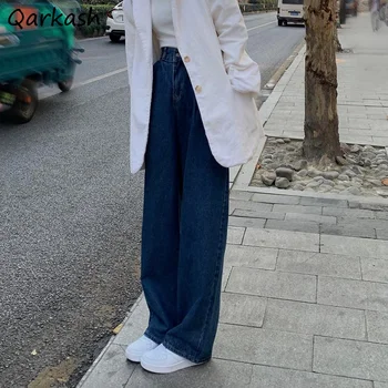 Blugi Femei cu Mopul Pur coreean Preppy Epocă Strada de Vara BF Stil Retro Simplu Vrac Largă Denim Pantaloni Feminino Harajuku