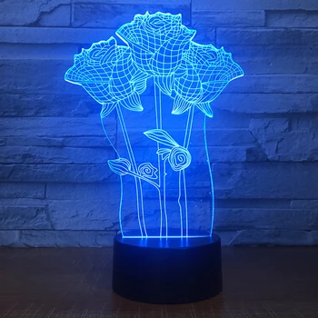 3D colorate Lampă de Masă a Crescut de Flori Cadou Romantic pentru Nunta Soția Iubitorii de Valentine Touch/Control de la Distanță pe timp de Noapte, Lampă de Masă