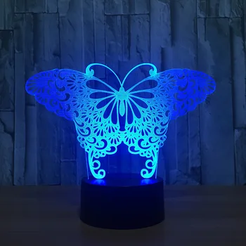 Fluture minunat 3D Lampă cu LED-uri de la Distanță Și Atinge 7 Culori Schimbare 3D Lumina de Noapte Animal de Birou Lampă de Masă Pentru Cadou