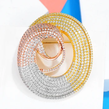 Design de Moda Broșe Rotunde de Spirală, cu Plin de Cristal pentru Femei Haina de Iarna Accesorii Esențiale Bijuterii pentru Partid Important