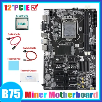 B75 12 PCIE BTC Mining Placa de baza+G1630 CPU+Cablu SATA+Cablu de Switch+Thermal Grease+Pad Termic ETH Miner Placa de baza