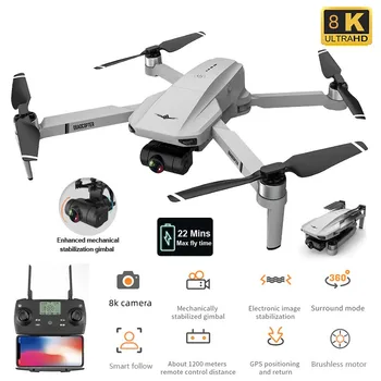 2022 KF102 5G WiFi GPS Drone Profesionale 8K HD aparat de Fotografiat Anti-Shake Aeriene FPV Fotografie 2-Axis Gimbal Brushless Pliabil RC 600M