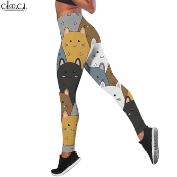CLOOCL Moda Casual Știri Antrenament Pantaloni Femei Seamless Legging Colorate Kitty Imprimare Legins Pantaloni Îmbrăcăminte