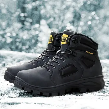 Plus Îngroșarea Pantofi cu Toc Înalt Om din Bumbac căptușit Pantofi rezistent la Uzura, Non-alunecare Ține de Cald Cizme de Zăpadă