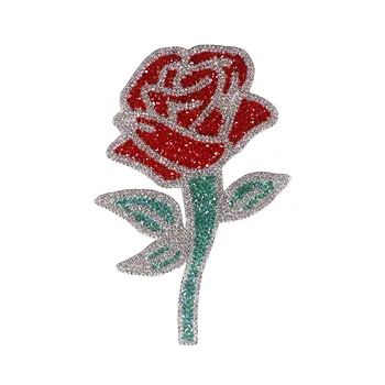 10piece Trandafir Rosu Floare de Fier pe Patch-uri de Broderie Cristal Aplicatiile Motiv Pietre Aplicatiile Haine DIY Autocolant T2324