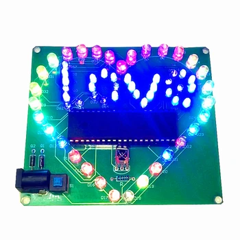 Inima în formă de Lampă 51 Single-chip Microcomputer Apă Lampă de Colorat de la Distanță de Control cu Led-uri de Dragoste Lampa de Producție Kit Sudura