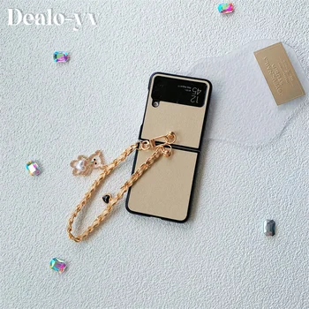 Original Nou Design Pur Brățară de Aur Doamnelor Flash Burghiu Telefon Mobil caz de Caz de Protecție pentru Samsung Galaxy Z Flip3 Z Flip2 4
