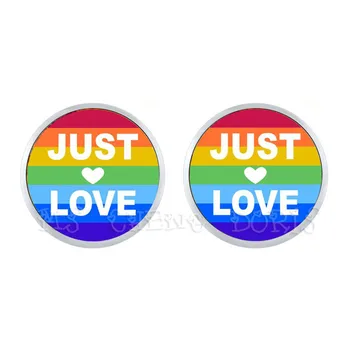 Doar Dragostea Rainbow Hipoalergenic Ureche de Unghii Pentru Femei Barbati Lesbiene Gay Pride Cu Curcubeu Dragoste Victorii LGBT Cupolă de Sticlă Stud Cercei