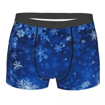Iarna Albastru Fulgi De Zăpadă Fericit Crăciun Fericit Chiloți De Bumbac Chilotei Om Lenjerie Pantaloni Scurți Confortabil Boxeri