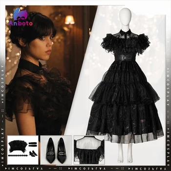 Miercuri Cosplay Miercuri Addams Cosplay Dress Anime Miercuri Gotic Laurie Fusta Neagră Pantofi De Halloween Diablo Stil Pentru Loma