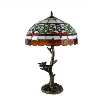Tiffany Vintage Handmade Colorate de Sticlă E27 Lampă de Masă pentru Foaier Pat Cameră Bar Apartment H 60cm Lumina de Citit 1009