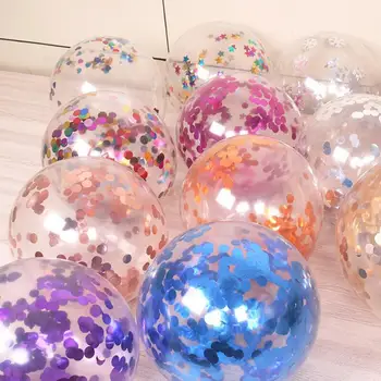 50pcs/lot Mixt Color Sequin Umple Transparent de 12 țoli Baloane Aniversare Decorative Multicolore Folie de Aluminiu Miez Balon Magie