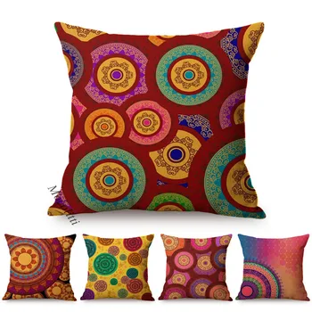 Colorate Indian Mandala Model Geometric Canapea Perne Tradiționale de Artă Populară Acasă Decorare Lenjerie de pat Perna Acoperi almofadas