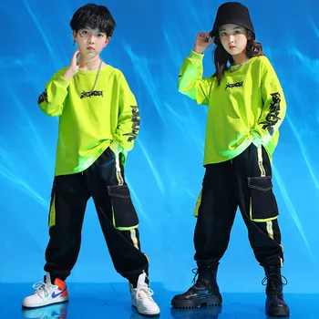 Copiii De Performanță Îmbrăcăminte Scena Show-Concurs Copii Băieți Fete Hiphop Haine Copii Hip Hop Jazz Tobe De Dans De Stradă Costum