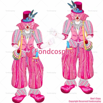 fondcosplay halloween Victorian Rochie de Minge Costum Gotic, Punk clovn satin roz sacou pantaloni cosplay Costum CD/TV[G2433]