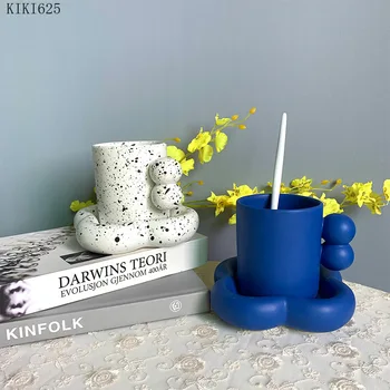Modern Reperat Nor Ceramice Ceașcă de Cafea cu Farfurie Acasă micul Dejun, Desert, Cafea cu Lapte Cupa Drăguț Cana Mâner Rotund Decor Acasă