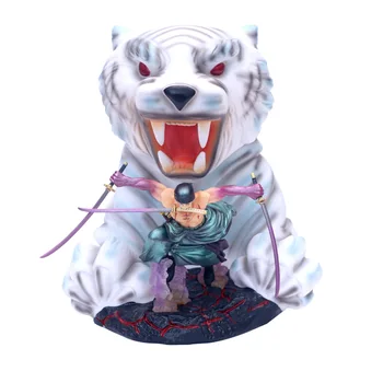 [Funny] Anime One piece Zoro & White tiger scenă de acțiune figura Statuie din PVC jucărie Luffy papusa de colectie model copii copil cadou