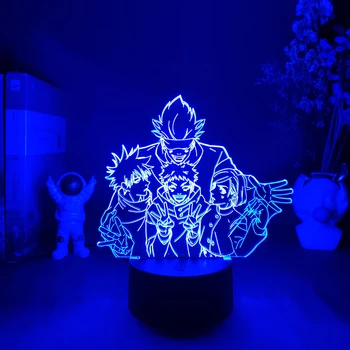Hot Anime Jujutsu Kaisen Figuri Vizuale 3D Lampă Rece Satoru Gojo Echipa cu Laser Acrilic Gravat în Sus de Iluminat LED Home Decor