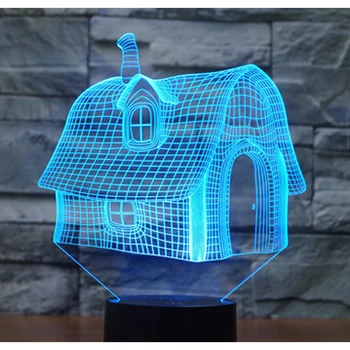 3D LED Noapte Lumina Casa cu 7 Culori deschise pentru Decorațiuni interioare Lampa de Vizualizare Uimitoare Iluzie Optică Minunat